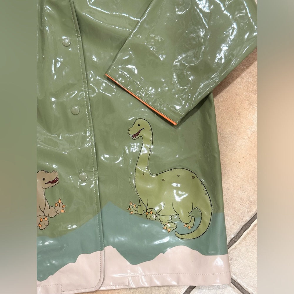 Kidorable Green Dinosaur Raincoat with Orange Spikes - Picture 8 of 9